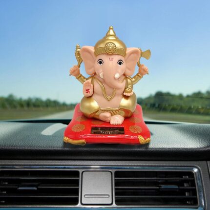 Solar Hand Moving Ganesha Statue for Car Dash Board