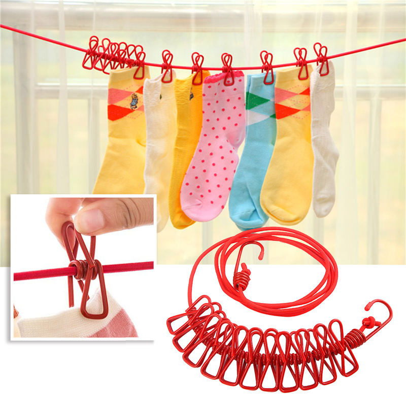Cloth Drying Rope with Hooks